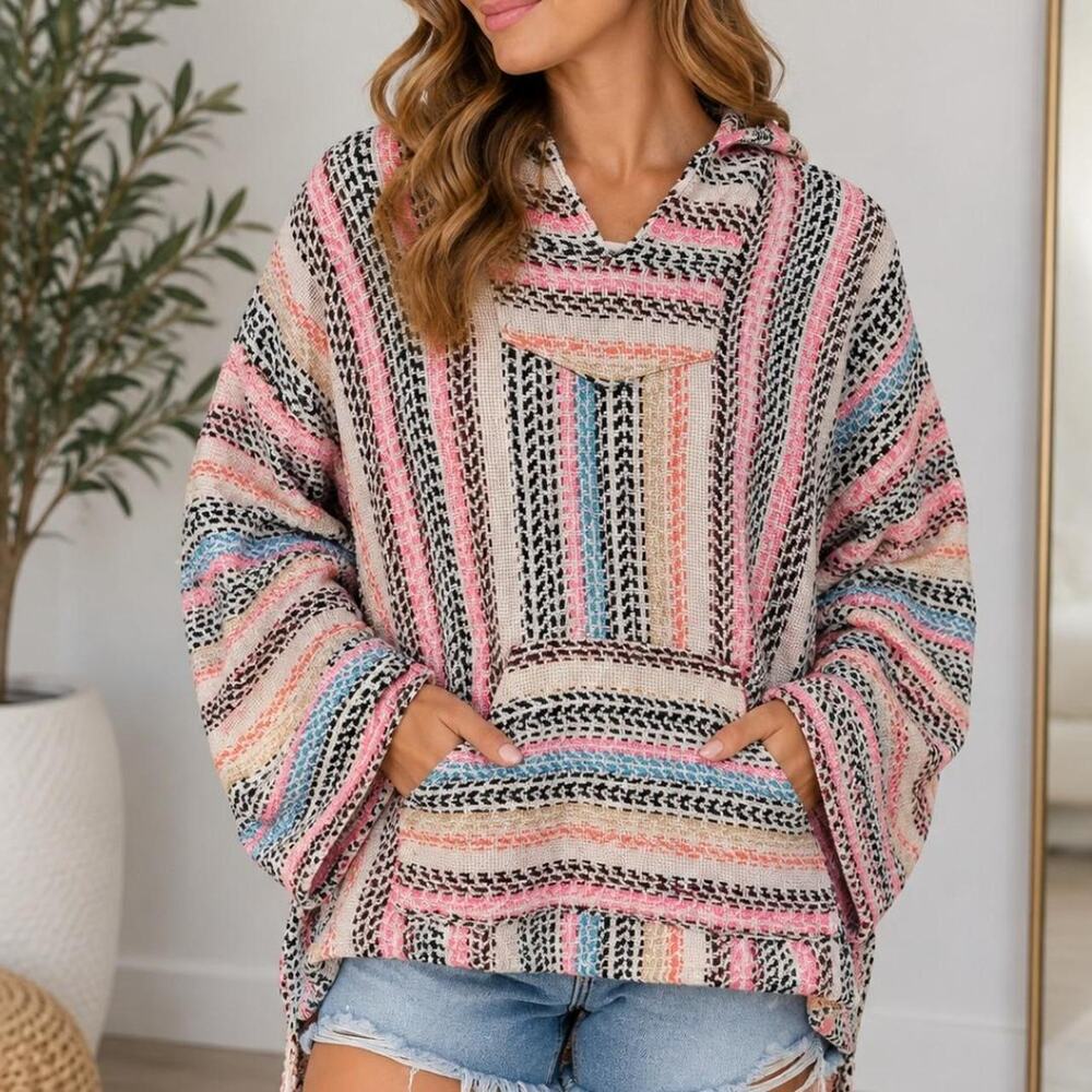 Baja Joe Multicolor Striped Baja Hoodie – Size L